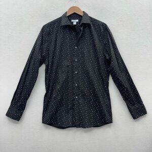 Bar 111 Men’s 15-15.5 34/35 Black Polka Dot Slim Fit Stretch Button Up Shirt